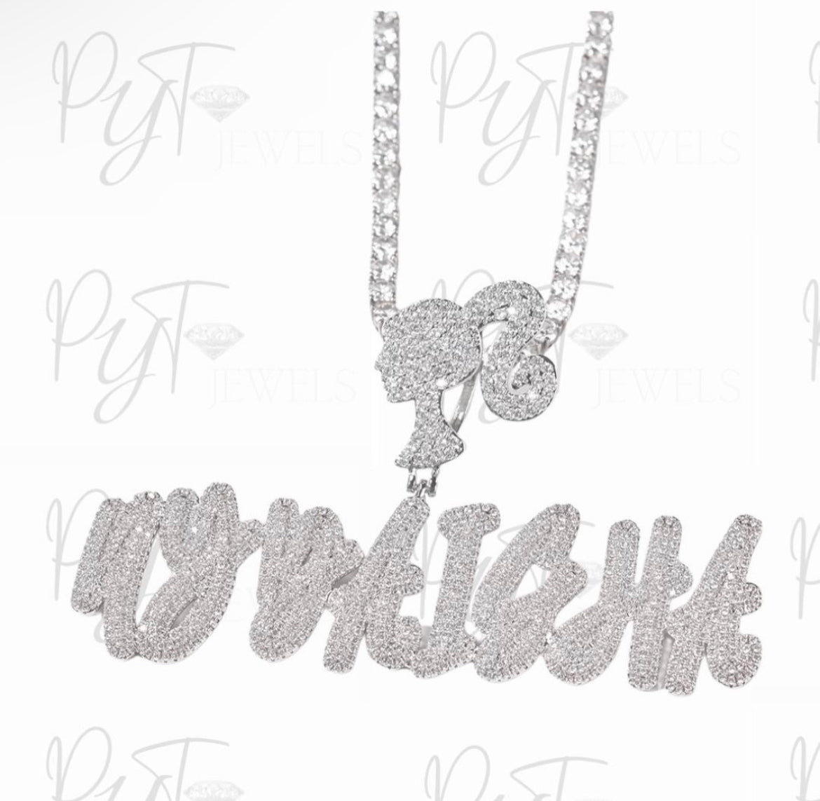 Custom Barbie Tingz Pendant + Tennis Chain