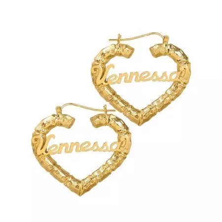 Custom Heart Bamboo Earrings